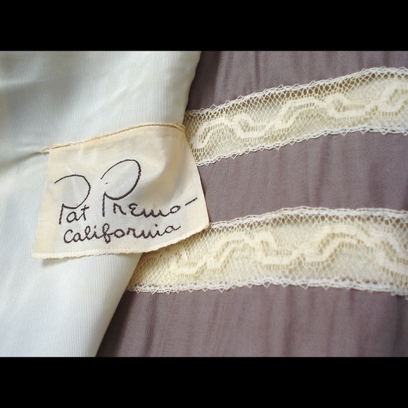 Vintage PAT PREMO Taupe Taffeta Lace Ribbon Dance Party Dress 26W - Picture 7 of 13